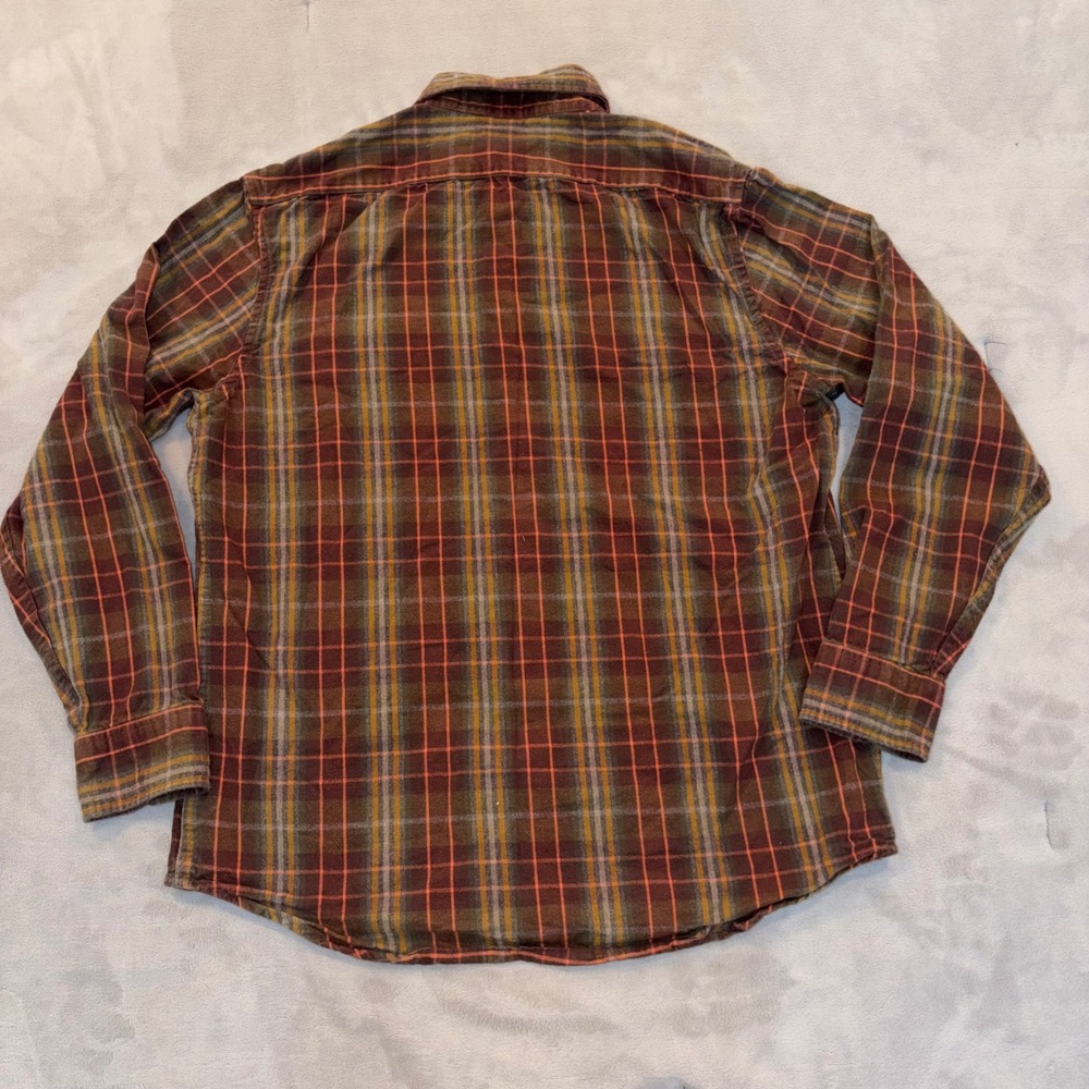 Taylor Stitch Mens Plaid Flannel Button Down Shirt Brown Orange Yellow Size 42 - Picture 6 of 7